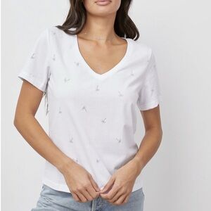 Rails White V-Neck Tee with Subtle Print